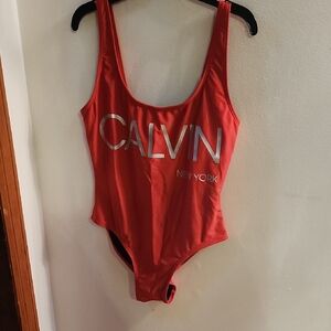 Calvin Klein Scarlet Red Scoop-Back One-Piece Swimsuit